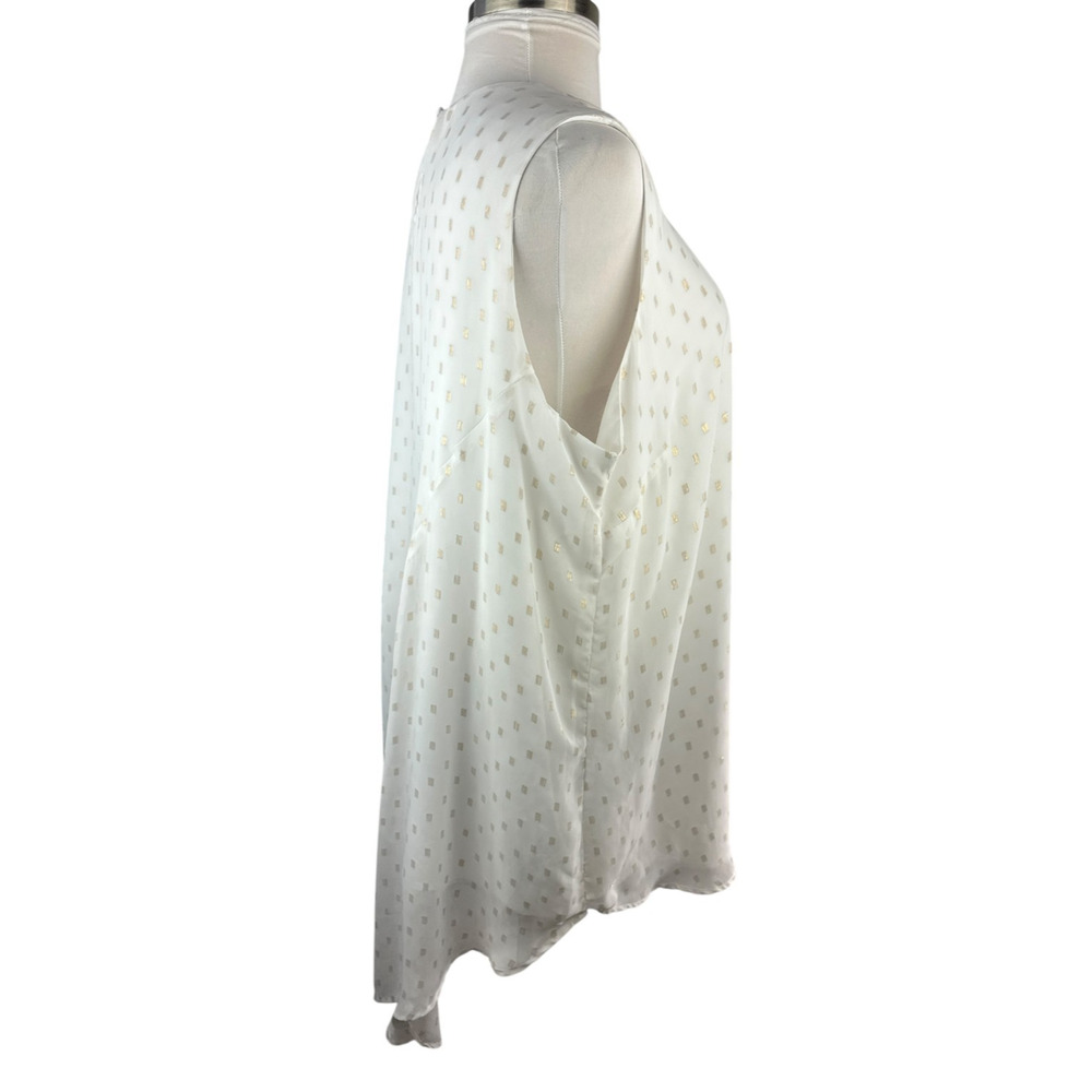 Melissa McCarthy Sleeveless Tunic Top Overlay Blouse White Gold Plus Size 3X - Picture 5 of 16